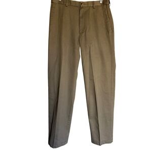 Haggar Mens‎ Classic Fit Flat Front Pants Khaki Size 32x31.5 career business